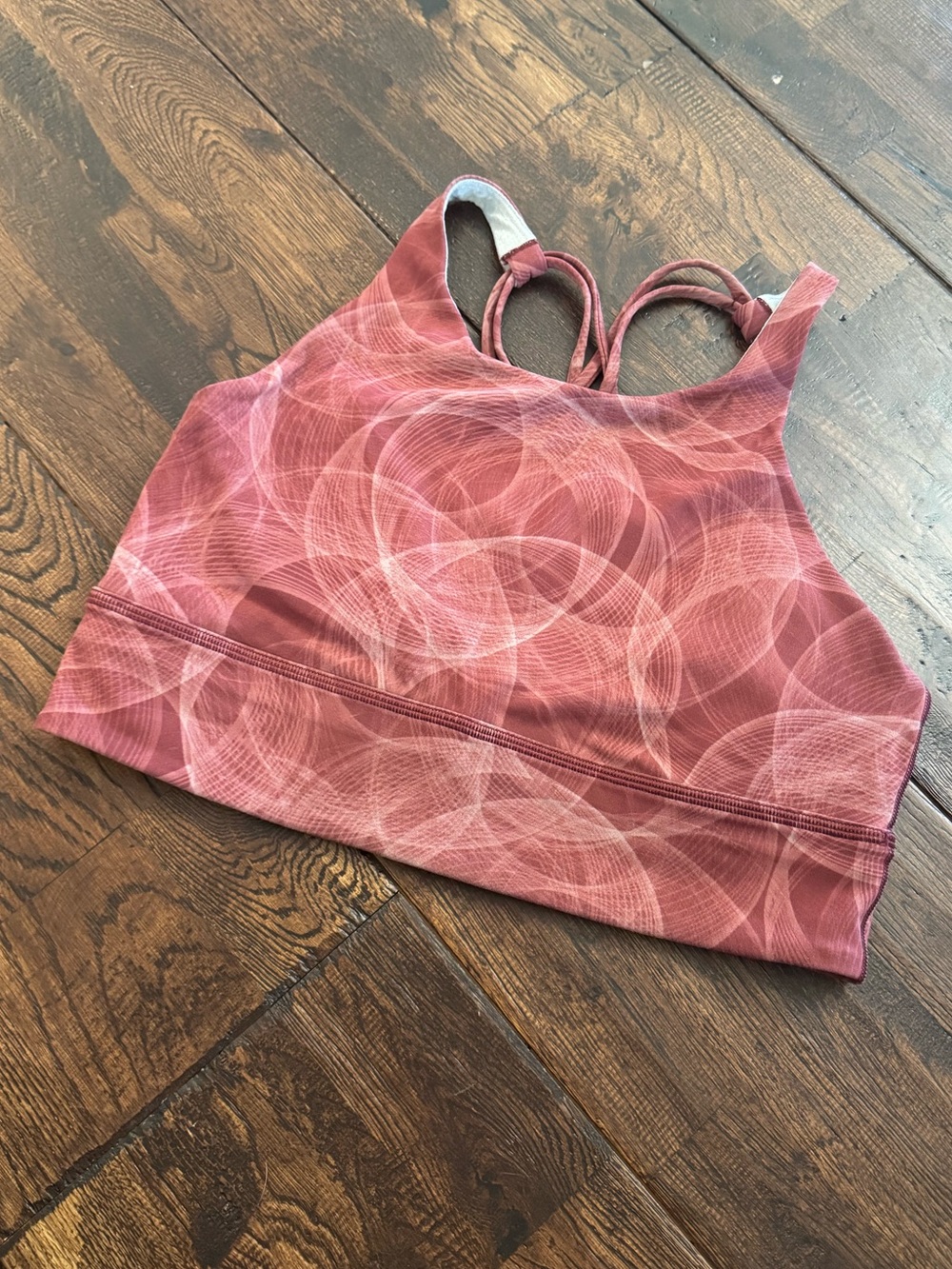 Lululemon High Neck Sports Bra - Dusty Wine Rose Circular Print Size 10